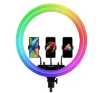 Придбати - кільцеве світло  Кільцева світлодіодна LED лампа RIAS MJ18 RGB 45см Різнокольорова на 3 тримачі USB керування на дроті