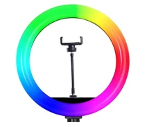 Придбати - кільцеве світло  Кільцева світлодіодна LED лампа RIAS MJ26 RGB 26см Різнокольорова з тримачем USB керування на дроті