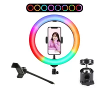 Придбати - кільцеве світло  Студійна 360 ° світлодіодна LED лампа зі штативом XPRO LIVE LIGHT RGB MJ38 діаметр - 38см