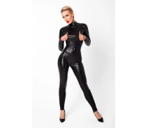 Придбати - жіночу еротичну білизну  Комбинезон Noir Handmade F319 Caged wetlook catsuit with zippers and ring - L (SX0347)