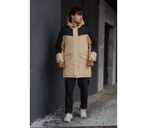 Придбати - чоловічу парку  Бежево-чорна зимова парка Staff sta beige & black (p101-0078-XS)