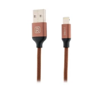 Придбати - кабель та перехідник  Кабель Recci RCL-M100 USB Lightning Fabrics 1м коричневий (6955482586266)