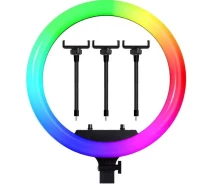 Придбати - кільцеве світло  Кільцева світлодіодна LED лампа RIAS RL-18 RGB 45см Різнокольорова на 3 тримачі з Пультом ДУ (3_04095)
