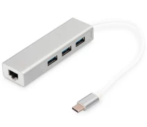 Придбати - кардрідер  USB-Хаб Digitus USB-C - USB 3.0 3 Port Hub + Gigabit Ethernet (DA-70255)