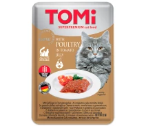 Придбати - корм для кота  Вологий корм консерви для котів TOMi Poultry in tomato jelly птиця в томатному желе 100 г (4003024490884)