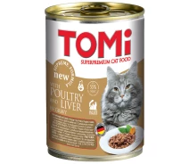 Придбати - корм для кота  Вологий корм консерви для котів TOMi Superpremium Рoultry liver птиця печінка 400 г (4003024157060)