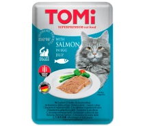 Придбати - корм для кота  Вологий корм консерви для котів TOMi SALMON in egg jelly лосось в яєчному желе 100 г (4003024490891)