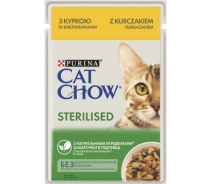 Придбати - корм для кота  Вологий корм для кішок Purina Cat Chow Sterilised з куркою та баклажанами в желе 85г (7613037025644) (721556-01)