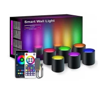 Придбати - настінний світильник  Настінна LED лампа RGB Intelligent wall lamp 6 pcs with Bluetooth European plug with app Black