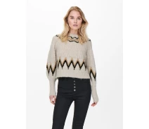 Придбати - жіночий пуловер  Пуловер ONLSMILA LIFE L/S PULLOVER KNT 15244145-Pumice Stone-Pattern: W. EARTH COLOURS ONLY XS Бежевий