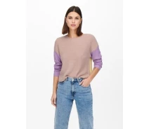 Придбати - жіночий пуловер  Пуловер ONLNICCI L/S BLOCK PULLOVER EX KNT 15257294-Rose Smoke-Detail:CROCUS PETAL/PASTEL YEL ONLY XS Рожевий