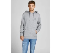 Придбати - чоловічу толстовку  Толстовка JJESHARK SWEAT HOOD NOOS 12205081-Light Grey Melange-Print:Нави Blazer Jack & Jones XXL Сірий