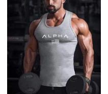 Придбати - чоловічу майку  Майка для занять спортом від бренду Alpha сірого кольору (p30-1684-XL)