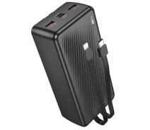 Придбати - універсальну мобільну батарею  Power bank Borofone BJ57B 30000 mAh PD20W + QC3.0(22.5W) з вбудованими кабелями Type-C і Lightning 2xUSB Black