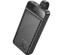 Придбати - універсальну мобільну батарею  Портативная батарея Power Bank Hoco J123B Element 22.5W+PD20W with LCD and LED-lamp 30000mAh Black