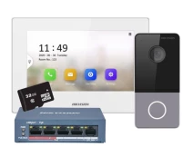 Придбати - відеодомофон  Комплект відеодомофонії IP Hikvision DS-KH6320-WTE1 WHITE+DS-KV6113-WPE1 С+HS-TF Wi-Fi (22869786) (5555121)