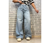 Придбати - жіночі джинси  Джинси жіночі I8 BAGGY jeans гумка напис широкі від стегна палаццо, блакитний, 30, 30, 80 см, 113 см (51896)