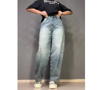 Придбати - жіночі джинси  Джинси жіночі I8 Skater Jeans банани висока посадка варіння з жатим ефектом косі кишені блакитні, блакитний, 27, 27, 76 см, 106 см (52428)