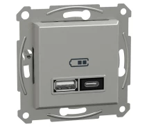 Придбати - розетку и выключатель  Розетка USB Schneider Electric Asfora тип А+С 21W 3A алюміній ABS (EPH2700561)