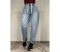 Придбати - жіночі джинси  Джинси жіночі Vanver 8083 Mom jeans резинка шнурок на талії стрейчеві банани блакитні, блакитний, 31, 31, 84 см, 115 см