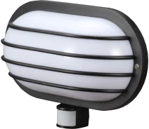Придбати - промисловий світильник  Світильник настінний E.NEXT e.sensor.lum.69.e27.black 60W 220V E27 180° IP44 264х102mm з датчиком руху чорний (s061027)