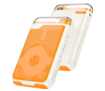 Придбати - універсальну мобільну батарею  Power bank Borofone BJ69 10000 mAh PD20W з бездротовою зарядкою MagSafe, підставкою та ліхтариком White-Orange