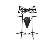 Придбати - жіночу еротичну білизну  Розкішний комплект Victoria's Secret пояс для панчох та трусики стрінги 1159817157 (Чорний L) (art323362)