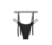 Придбати - жіночу еротичну білизну  Розкішний комплект Victoria's Secret пояс для панчохи та трусики 1159818417 (Чорний М) (art181874)