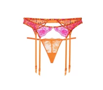 Придбати - жіночу еротичну білизну  Розкішний комплект Victoria's Secret пояс для панчохи та трусики стрінги 1159823275 (Помаранчевий M) (art955837)