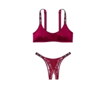 Придбати - жіночу еротичну білизну  Шикарний комплект білизни Victoria's Secret бралетт та відкриті трусики бразилії 1159824570 (Бордовий XS) (art822731)