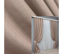 Придбати - штору і гардину  Комплект штор на люверсах VR-Textil Льон-блекаут Льон Мішковина № 1069ш Пудровий 150х250см 2 шт (37-0192)