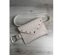 Придбати - жіночу сумку  Сумка жіноча WeLassie на пояс кремовий крокодил (99109)