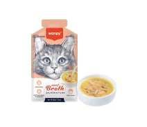 Придбати - корм для кота  Вологий корм Wanpy Meat Broths Salmon &amp; Tuna для кішок суп з лососем та тунцем 50 г (RAC-63)