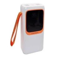 Придбати - універсальну мобільну батарею  Повербанк Power bank Denmen DP31 30000 mAh із швидкою зарядкою, ліхтариком, дисплеєм та вбудованими кабелями 4xUSB White