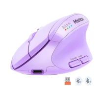 Придбати - мишку для ноутбука  Бездротова вертикальна миша Meetion BTM008 з Bluetooth та 2.4G, ергономіка 57°, акумулятор до 400 годин Purple