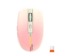 Придбати - мишку для ноутбука  Миша комп'ютерна ігрова MEETION BTM002 бездротова 2.4G+Bluetooth RGB-підсвітка Рожевий