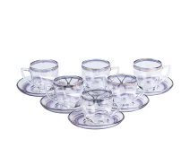 Придбати - сервиз  Чайний сервіз на 6 персон скляний Clear, синій TS Kitchen HP569
