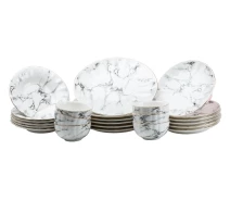 Придбати - сервиз  Столовий сервіз на 6 персон керамічний Marble, білий TS Kitchen HP26472