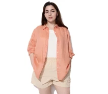 Придбати - жіночу сорочку  Сорочка лляна UNIQLO на гудзиках 1159830450 (Помаранчевий XXL) (art908665)