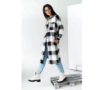 Придбати - жіноче пальто  Пальто жіноче в клітинку Елла Fashions 42-44 чорно-білий (4848-фг)