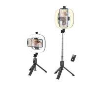 Придбати - кільцеве світло  Тримач HOCO з кільцевим освітленням LV03 Plus BT4.1 0.95m LED 9Level black