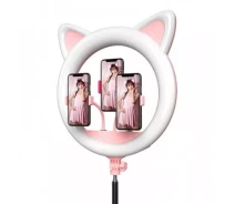 Придбати - кільцеве світло  Професійна Кільцева Led Лампа у формі голови Кішки Cat Ring 65 Ватт та штатив 2м. Bluetooth пульт для смартфона у подарунок