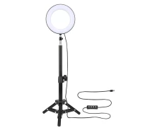 Придбати - кільцеве світло  Кільцева кольорова світлодіодна лампа 16 см зі штативом та з Bluetooth-пультом RGB100 Живлення від USB