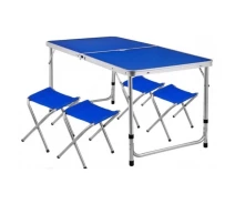 Придбати - розкладні меблі  Стіл для пікніка з 4 стільцями Folding Table (60х120 см) синій (BLUE-(1)
