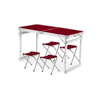 Придбати - розкладні меблі  Стіл для пікніка з 4 стільцями Folding Table (60х120 см) Червоний (НФ-00001836)