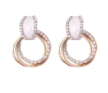 Придбати - срібну сережку  Сережки круглі блискучі зі стразами Романтик Zhilie золотисті (827-2019)