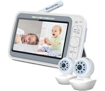 Придбати - радіоняню  Відеоняня moonybaby QuadView 60 Baby з монітором з 2 віддаленими камерами Pan Tilt, 5 HD 720p Split-Screen (2526766645)