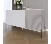 Придбати - комод  Комод закритий у вітальню на золотих металевих ніжках LION Грей 154x38x76,5 см Німфея Альба (білий)/Кашемір (LION-041874)