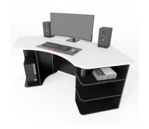 Придбати - стіл ПК  Стіл ігровий геймерський кутовий Comfy-Home Karbid Zeus ламінована ДСП Біла основа + Чорні бічні