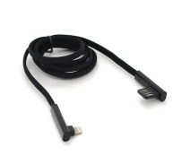 Придбати - кабель та перехідник  Кабель PZX V-113 Quick Charge Lighting Cable 4.0A Black довжина 1м кутовий BOX (YUT_V4020)